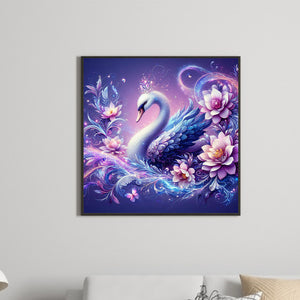 Purple Fantasy Background Swan 40*40CM (canvas) Full Round Drill Diamond Painting
