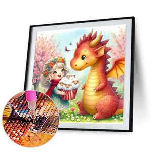 Dragon And Girl 40*40CM (canvas) Full Round Drill Diamond Painting