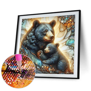 Glass Pattern Black Bear 40*40CM (canvas) Full Round Drill Diamond Painting