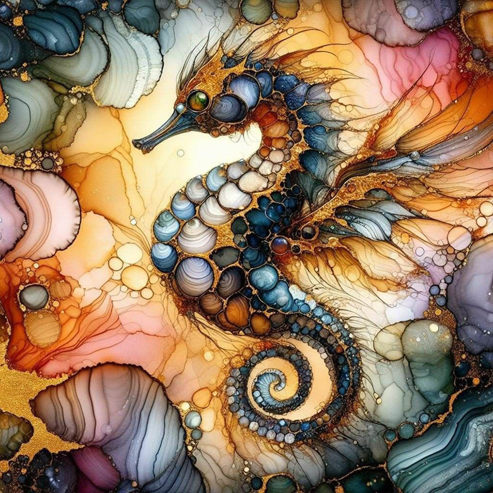 Glass Pattern Seahorse 40*40CM (canvas) Full Round Drill Diamond Painting