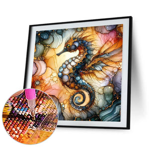 Glass Pattern Seahorse 40*40CM (canvas) Full Round Drill Diamond Painting