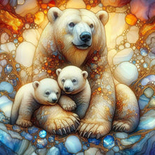 Load image into Gallery viewer, Glass Pattern Polar Bear Family 40*40CM (canvas) Full Round Drill Diamond Painting

