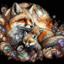 Load image into Gallery viewer, Glass Pattern Fox Family 40*40CM (canvas) Full Round Drill Diamond Painting
