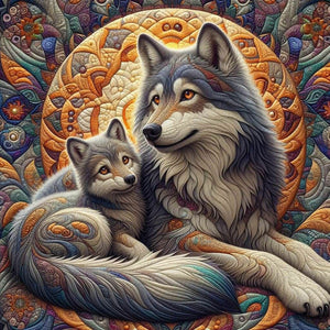 Glass Pattern Wolf 40*40CM (canvas) Full Round Drill Diamond Painting