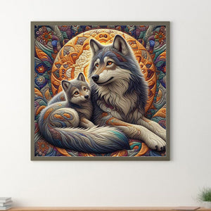 Glass Pattern Wolf 40*40CM (canvas) Full Round Drill Diamond Painting