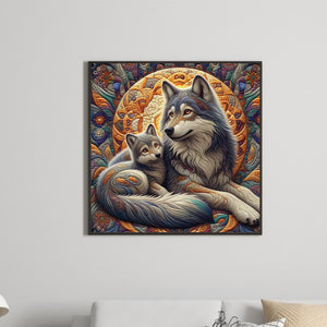 Glass Pattern Wolf 40*40CM (canvas) Full Round Drill Diamond Painting