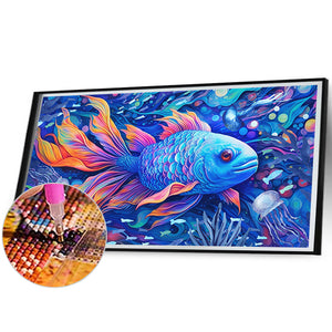 Blue Fish 70*40CM (canvas) Full Round Drill Diamond Painting