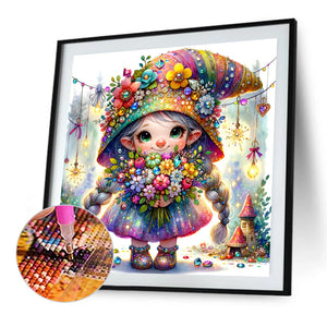 Little Girl Giving Flowers In Spring 40*40CM (canvas) Full Square Drill Diamond Painting