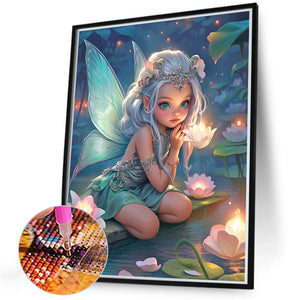 Lotus And Fairy Girl 40*50CM (canvas) Full Round Drill Diamond Painting