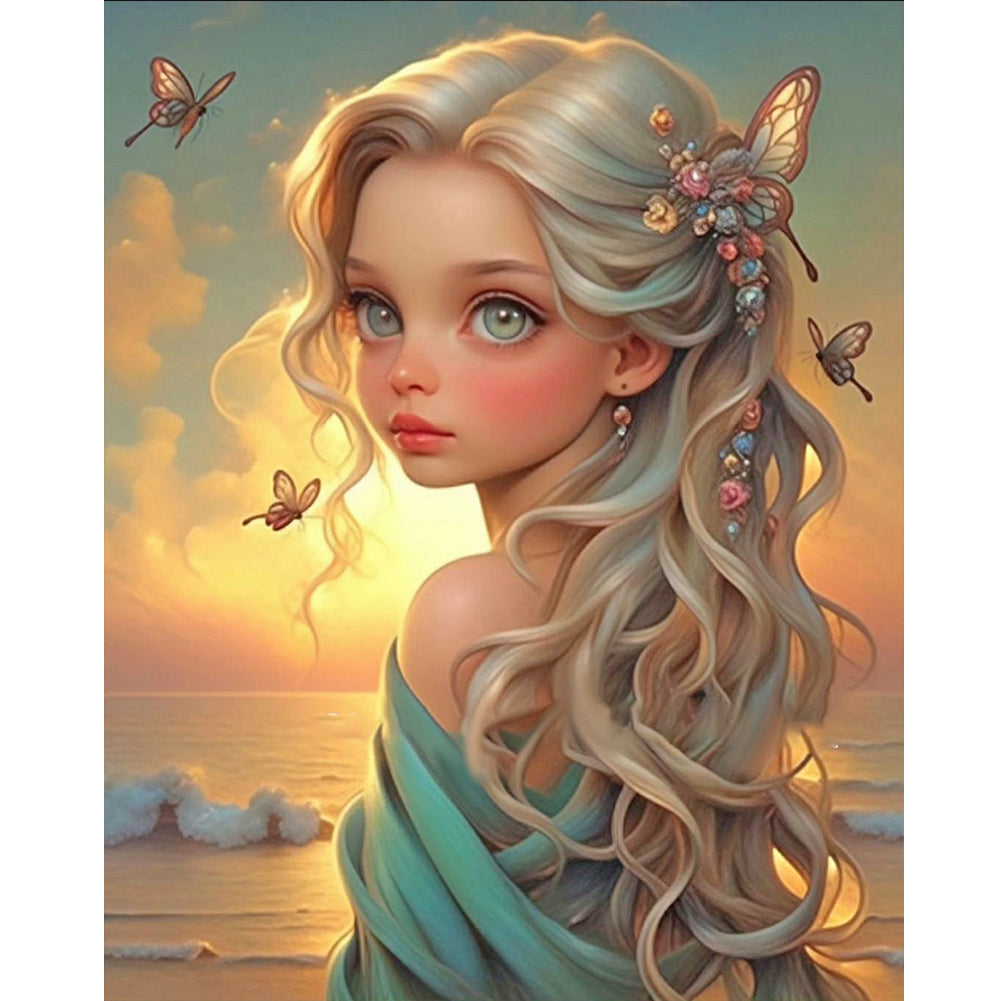 Seaside Fairy Girl 40*50CM (canvas) Full Round Drill Diamond Painting