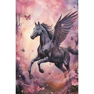Black Pegasus 40*60CM (canvas) Full Round Drill Diamond Painting
