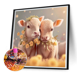 Two Calves 30*30CM (canvas) Full Round Drill Diamond Painting