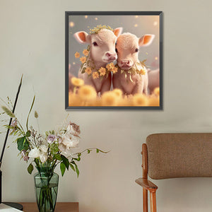 Two Calves 30*30CM (canvas) Full Round Drill Diamond Painting