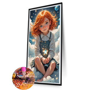 Cute Red-Haired Girl In The Clouds 40*80CM (canvas) Full Round Drill Diamond Painting