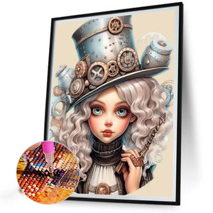Steampunk Girl 40*55CM (canvas) Full AB Round Drill Diamond Painting