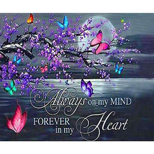 Butterfly On Branch 60*50CM (canvas) Full Round Drill Diamond Painting