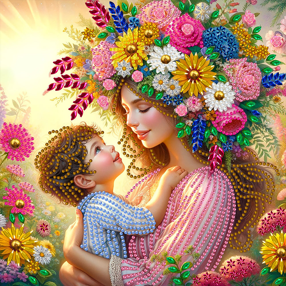 Mother And Son 30*30CM (canvas) Partial Special-Shaped Drill Diamond Painting