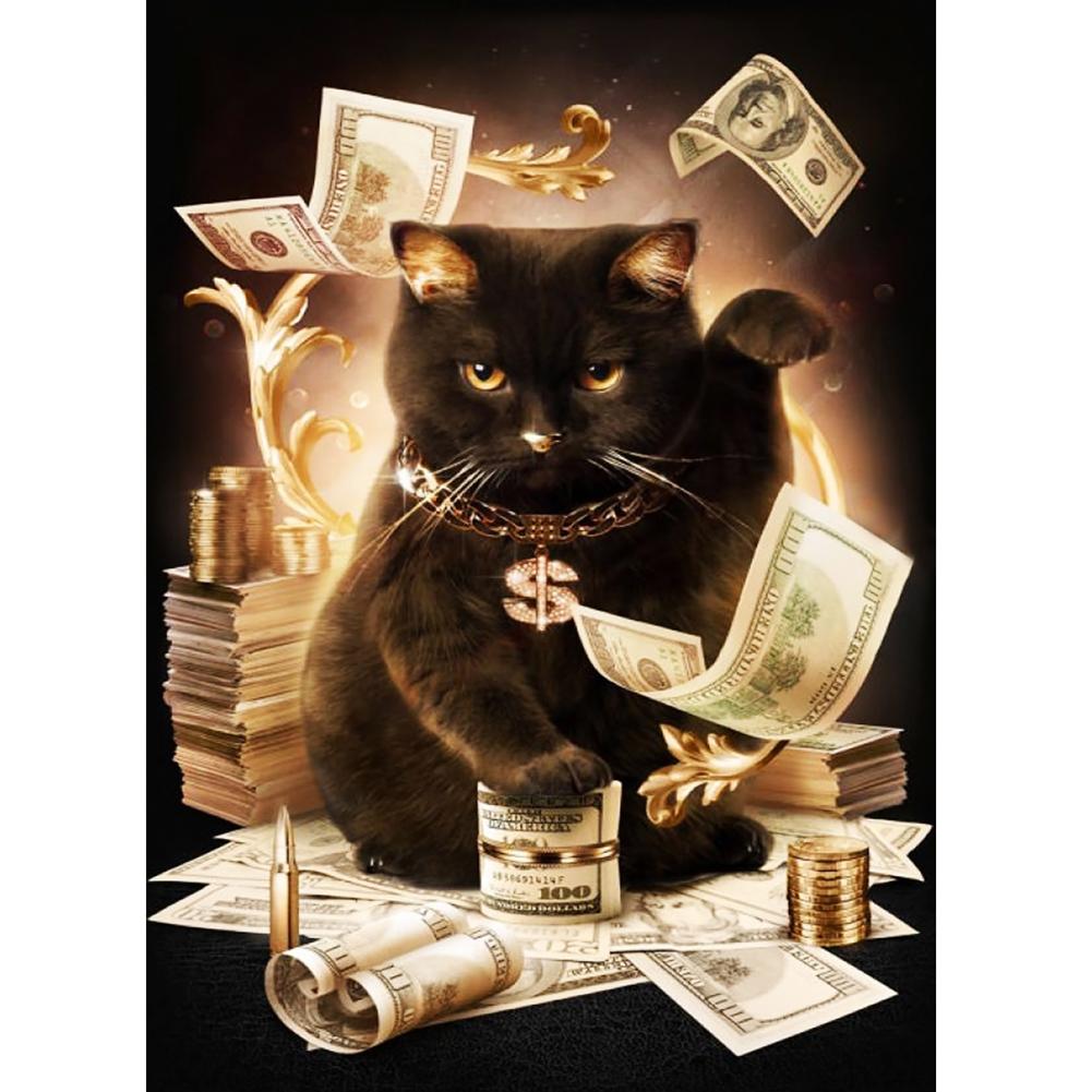 Money Cat Tree 26x36cm(canvas) full round drill diamond painting