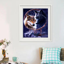 Load image into Gallery viewer, Dream Catcher Wolf Totem 30x35cm(canvas) partial round drill diamond painting

