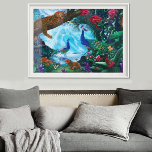 Leopard Peacock 45x30cm(canvas) partial round drill diamond painting