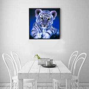 Tiger 30x30cm(canvas) partial round drill diamond painting