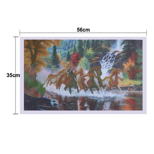 Running Horses 56x35cm(canvas) partial round drill diamond painting