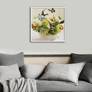 Butterfly Basket 30x30cm(canvas) partial round drill diamond painting