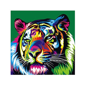 Colorful Tiger 30x30cm(canvas) partial round drill diamond painting