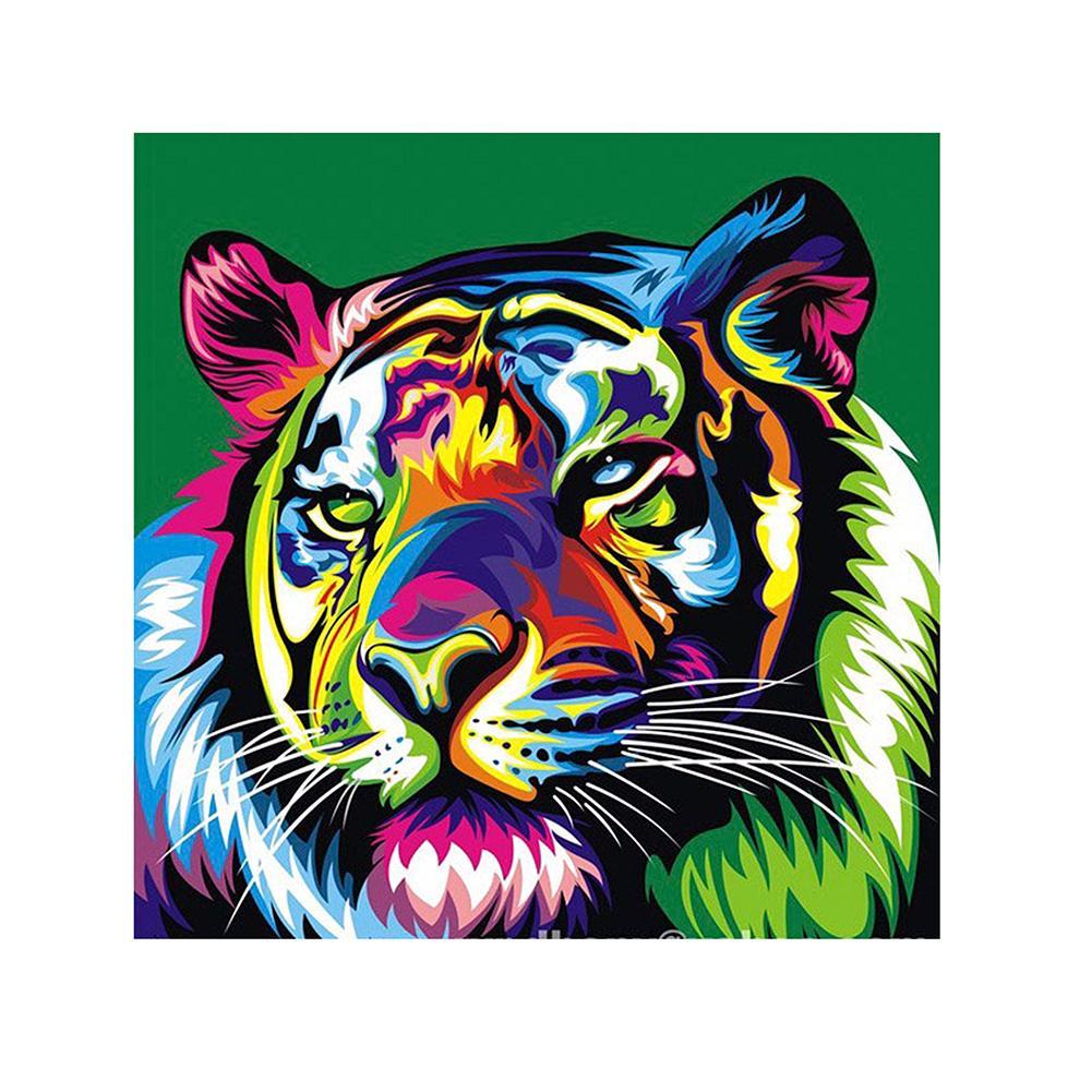 Colorful Tiger 30x30cm(canvas) partial round drill diamond painting