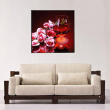 Load image into Gallery viewer, Red Wine Rose 30x30cm(canvas) partial round drill diamond painting
