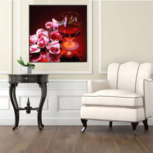 Load image into Gallery viewer, Red Wine Rose 30x30cm(canvas) partial round drill diamond painting
