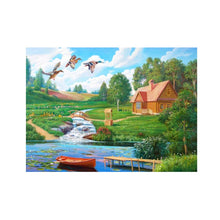 Load image into Gallery viewer, Beautiful Riverside Cottage 40x30cm(canvas) partial round drill diamond painting
