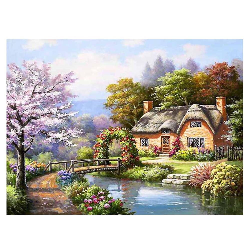 River House 40x30cm(canvas) partial round drill diamond painting