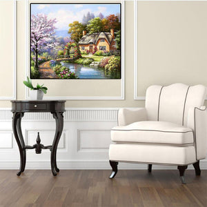 River House 40x30cm(canvas) partial round drill diamond painting