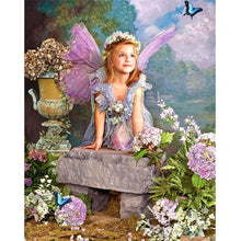 Load image into Gallery viewer, Angle Girl In Flowers 30x25cm(canvas) partial round drill diamond painting

