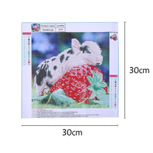 Load image into Gallery viewer, Baby Pig Sleep on Strawberry 30x30cm(canvas) partial round drill diamond painting
