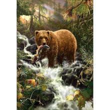 Load image into Gallery viewer, Bears Eat Fish 40x30cm(canvas) partial round drill diamond painting
