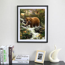 Load image into Gallery viewer, Bears Eat Fish 40x30cm(canvas) partial round drill diamond painting
