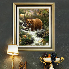 Load image into Gallery viewer, Bears Eat Fish 40x30cm(canvas) partial round drill diamond painting
