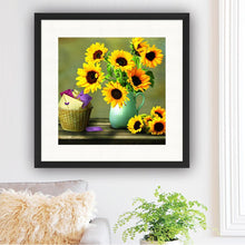 Load image into Gallery viewer, Sunflower Vase 30x30cm(canvas) partial round drill diamond painting
