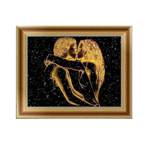 Lovers Kissing 30x40cm(canvas) partial round drill diamond painting