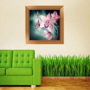 Orchid Flower 30x30cm(canvas) partial round drill diamond painting