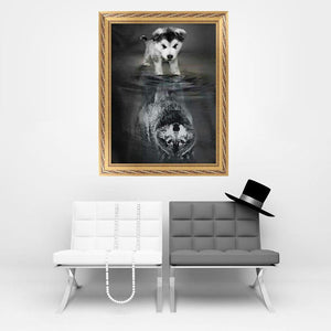 Dog Reflected Wolf 30x38cm(canvas) partial round drill diamond painting