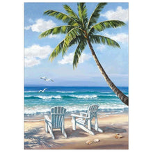 Load image into Gallery viewer, Seaside Coconut Trees 40x30cm(canvas) partial round drill diamond painting
