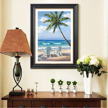 Load image into Gallery viewer, Seaside Coconut Trees 40x30cm(canvas) partial round drill diamond painting
