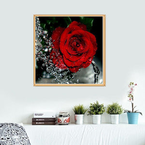 Rose Red 30x30cm(canvas) partial round drill diamond painting