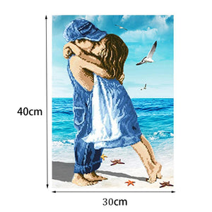 Seaside Lovers 40x30cm(canvas) partial round drill diamond painting