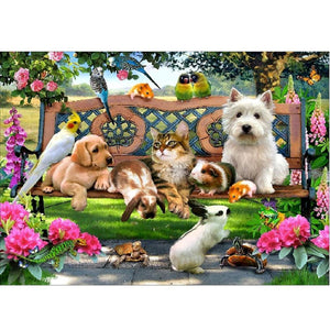 Animal Garden 40x30cm(canvas) partial round drill diamond painting