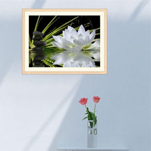 Load image into Gallery viewer, White Lotus 40x30cm(canvas) partial round drill diamond painting

