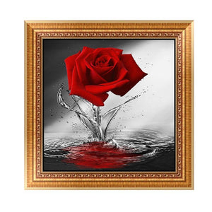 Flower Rose 30x30cm(canvas) partial round drill diamond painting